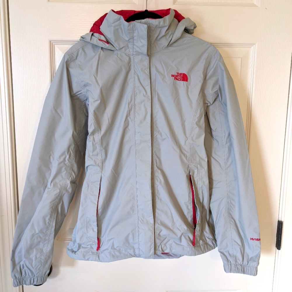 The North Face Hyvent Grey and Pink Windbreaker Jacket size medium